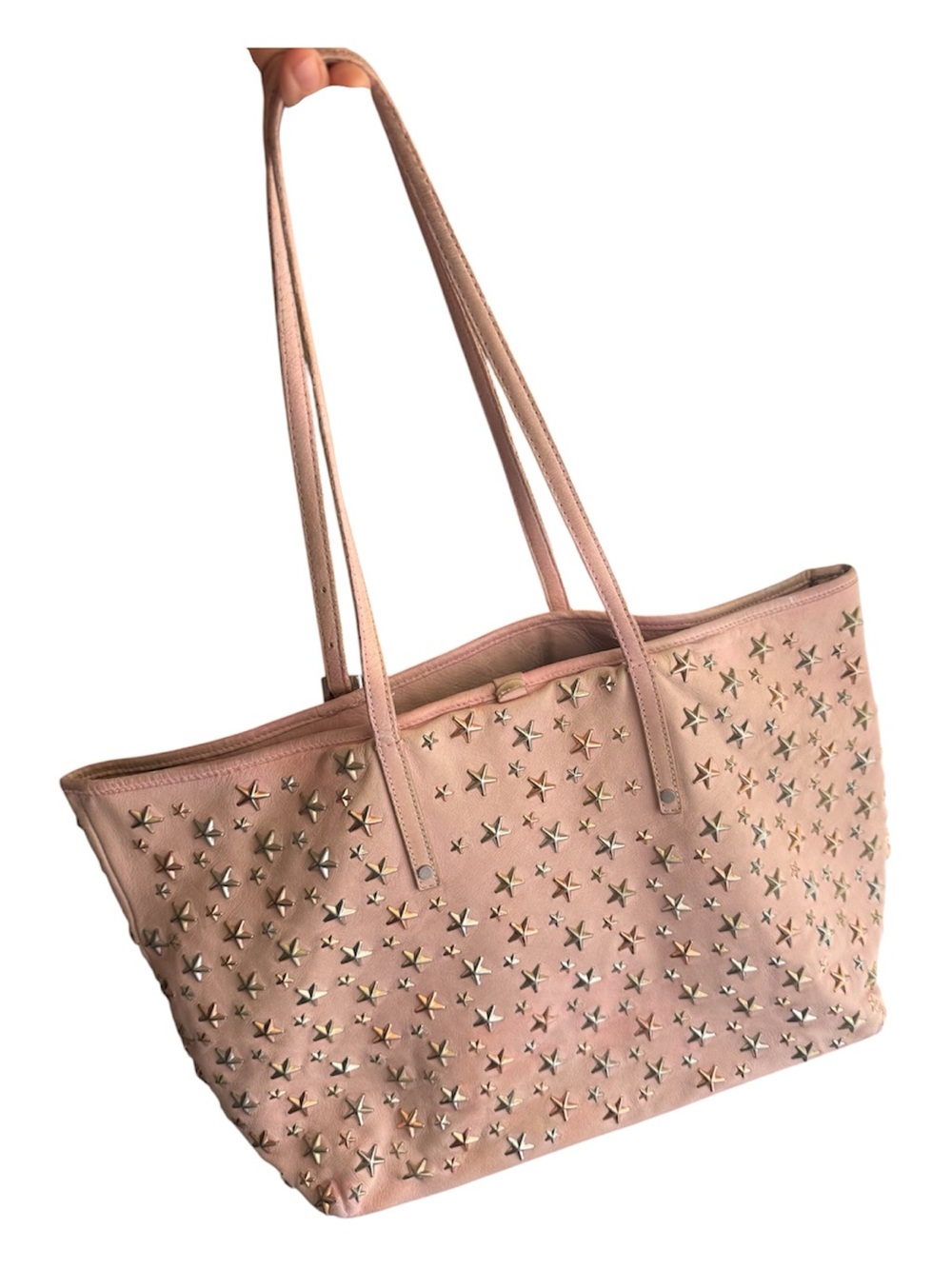 Auth Jimmy Choo Studded Pink Leather Bag - Women's Shoulder Tote